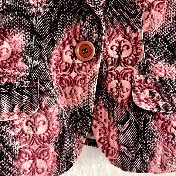 Bohemian blazer jacket, size XS, colours pink and black-grey prints. Vintage - Picture 4 of 7